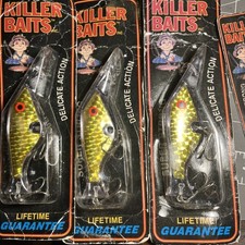 NOS Vintage 1986 Killer Baits Super Strong Shiner Shad Green 5" Fishing Lure