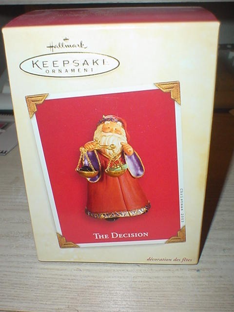 HALLMARK THE DECISION 2003 CHRISTMAS KEEPSAKE ORNAMENTS SANTA NAUGHTY OR NICE