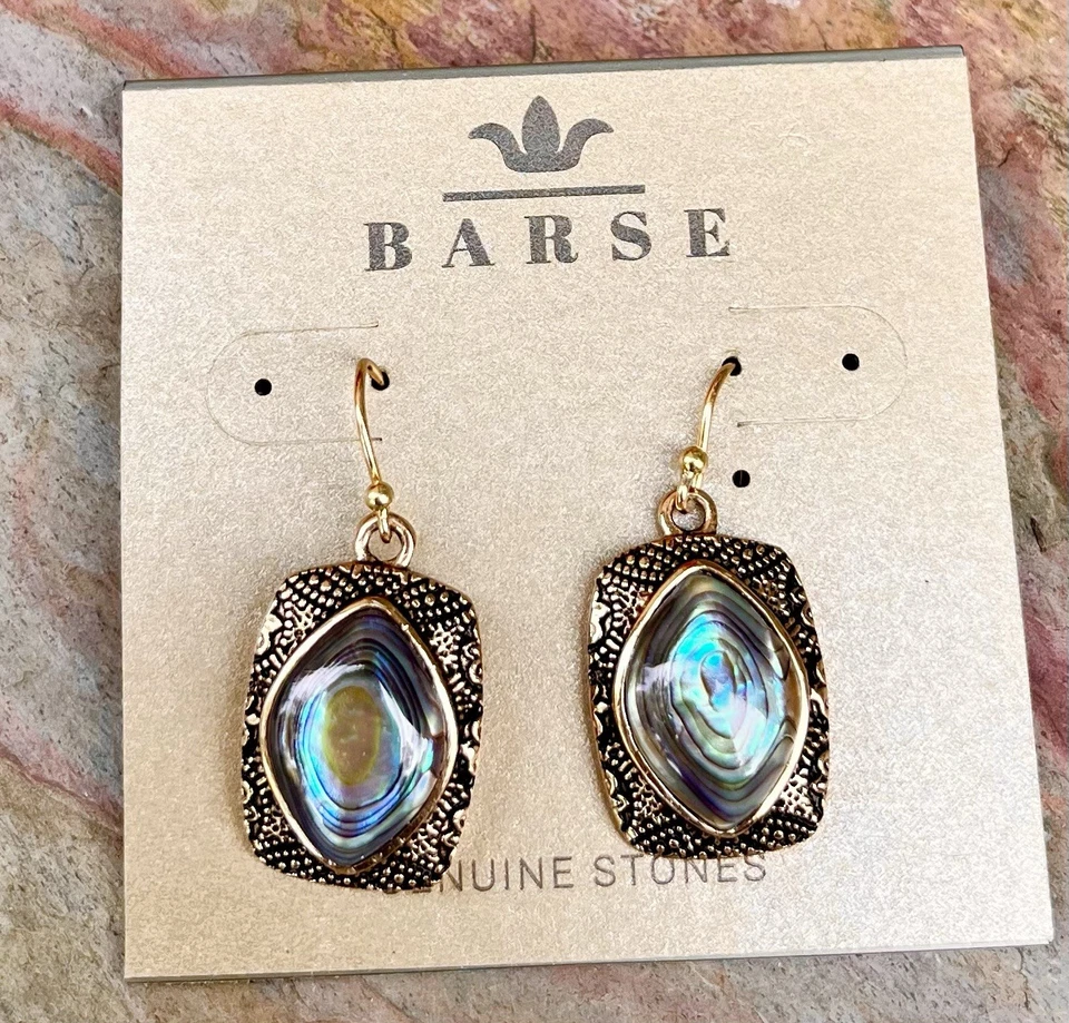 Pendientes colgantes Barse nuevos con etiquetas verde azul abulón bronce dorado Foto 2 de 4