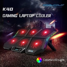 Coolcold gaming RGB laptop cooling pad Led Screen cooler stand with 6 Fans 2 USB
