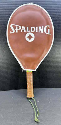 Vintage Spalding Lightning  Racket Ball Racket 18.5 x 8'' wLeather Grip Case READ