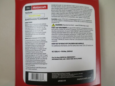 Motorcraft VC-13DL-G Yellow Prediluted Anti-Freeze/Coolant 50/50 1