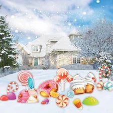 Candy World Yard Signs 15pcs, Candy Themed Yard Cards