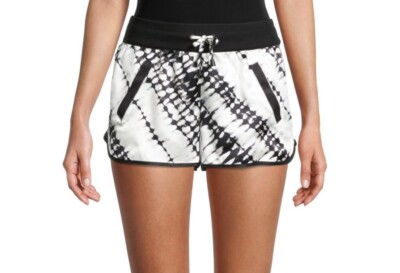 $98 Blanc Noir Venice Silk Shorts Tie Dye Women White Black Small NWT