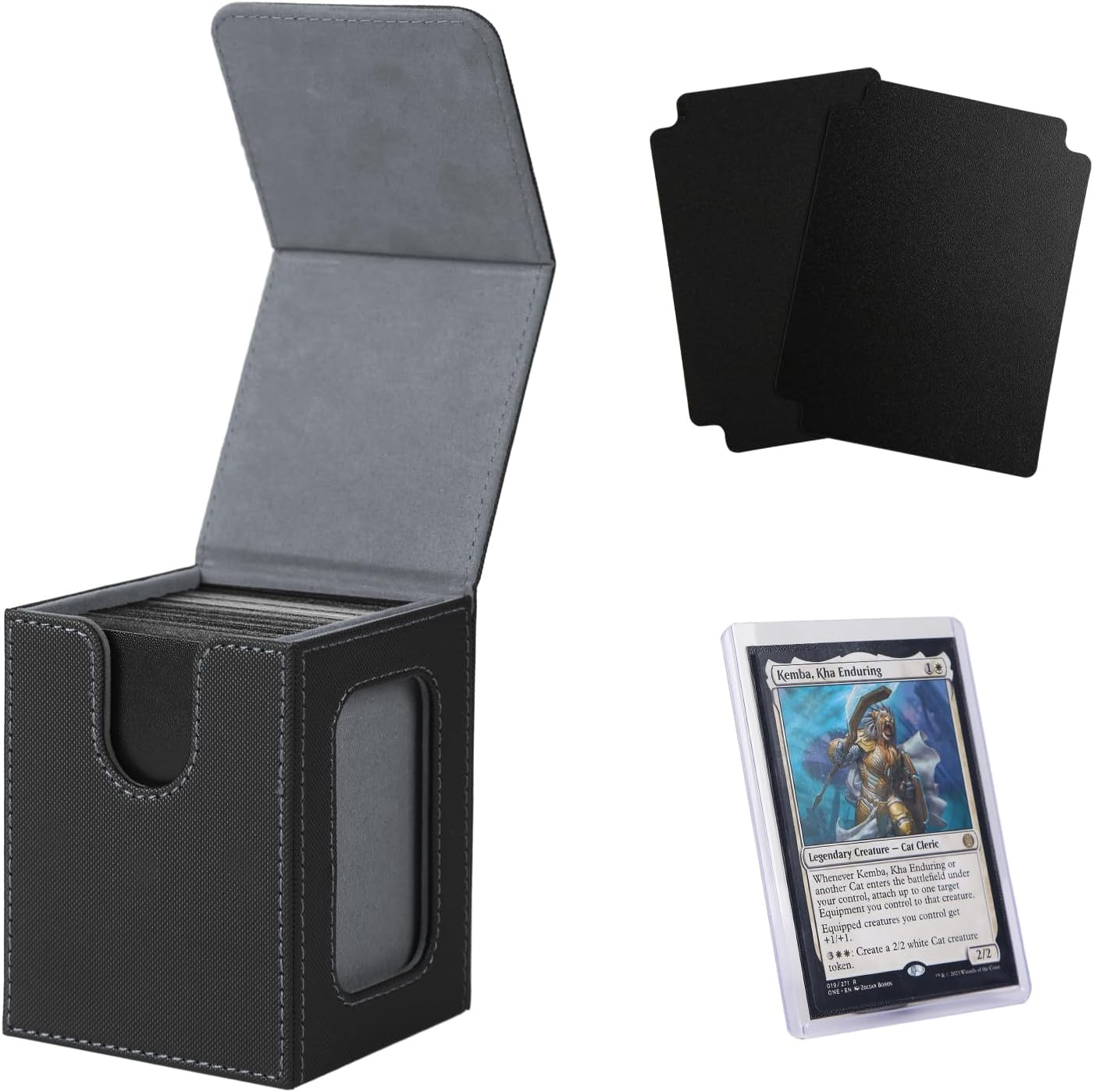 MTG Commander Deck Box Holds 100 Double Sleeved Cards with Display Slot and Patented Design