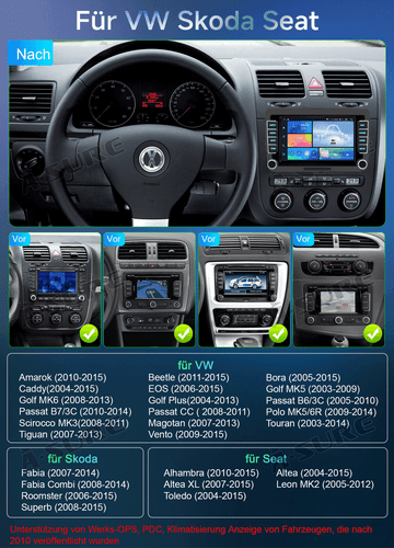 Android 14 GPS Navi  2+32GB CarPlay für VW Autoradio TOURAN GOLF Tiguan PASSAT - Bild 4 von 14
