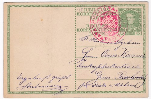 Prag,Jubiläums-Korrespondenz-Karte,5 Heller Ganzsache, (17)
