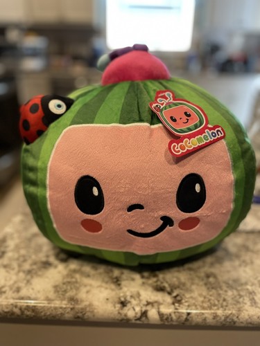 New with Tag 2023 Cocomelon Watermelon Plush 16”X 10” Green/Pink with Lady Bug