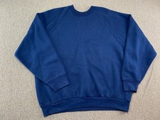 Blank Fruit of the Loom Sweatshirt Crewneck Blue Pullover Made in USA 50/50 VTG
