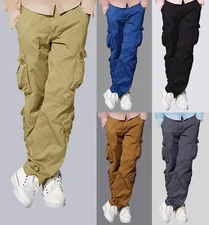 Men Army Combat Tactical Pants 100% Cotton Hiking Multi-Pocket Cargo Trousers