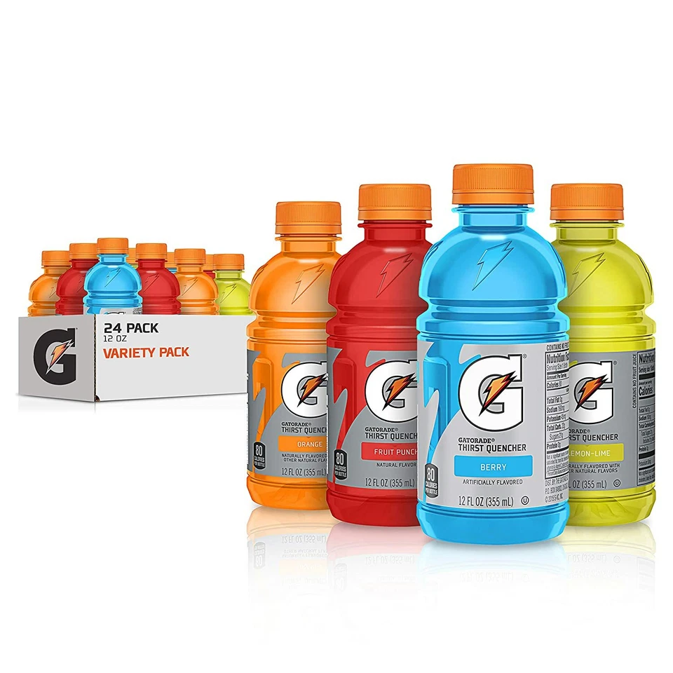(24 БУТЫЛКИ) 12 унций GATORADE СПОРТИВНЫЕ НАПИТКИ РАЗНООБРАЗИЕ ОРГ, ЛИМОН, ФРУКТОВЫЙ ПУНШ, ЯГОДЫ - Изображение 2 из 4