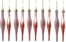 10 DROPLET BAUBLES CHRISTMAS TREE DECORATIONS DECORATION GLITTER ICICLES BAUBLE