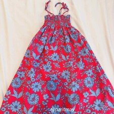 Tea Collection Girls Red Blue Floral Sundress Size 7 EXCELLENT
