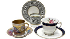 Lot of Demitasse Cups  Matching Saucers 6 Pieces