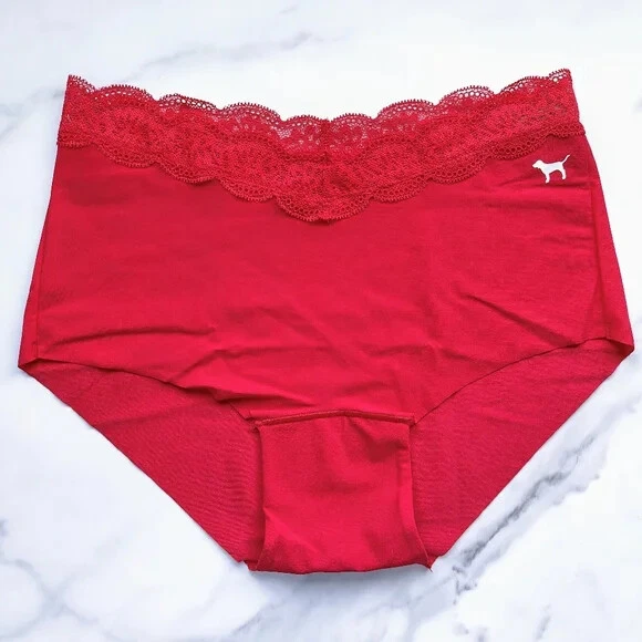 ROSA Victoria's Secret Cintura de Encaje No-Show Boyshort Panty Rojo Pimienta Talla M Foto 2 de 4