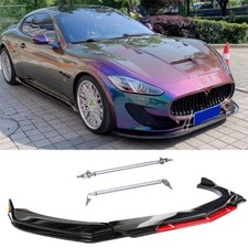 Front Bumper Lip Splitter Body Kits Red&Black + Strut Rods Bar For Maserati Gran