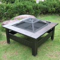 Outdoor Metal Firepit Backyard Patio Garden Square Stove Fire Pit W/cover M7e3 on sale Outdoor Metal Firepit Backyard Patio Garden Square Stove Fire Pit W/cover M7e3 on sale