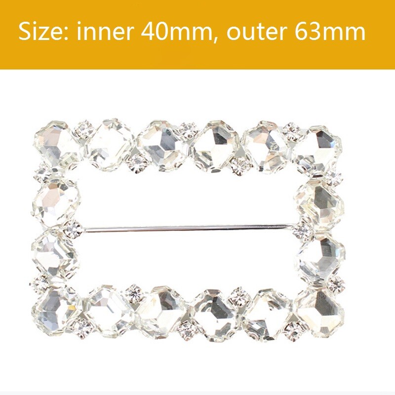 Rectangular Rhinestone Belt Buckle Slide Transpar… - image 9