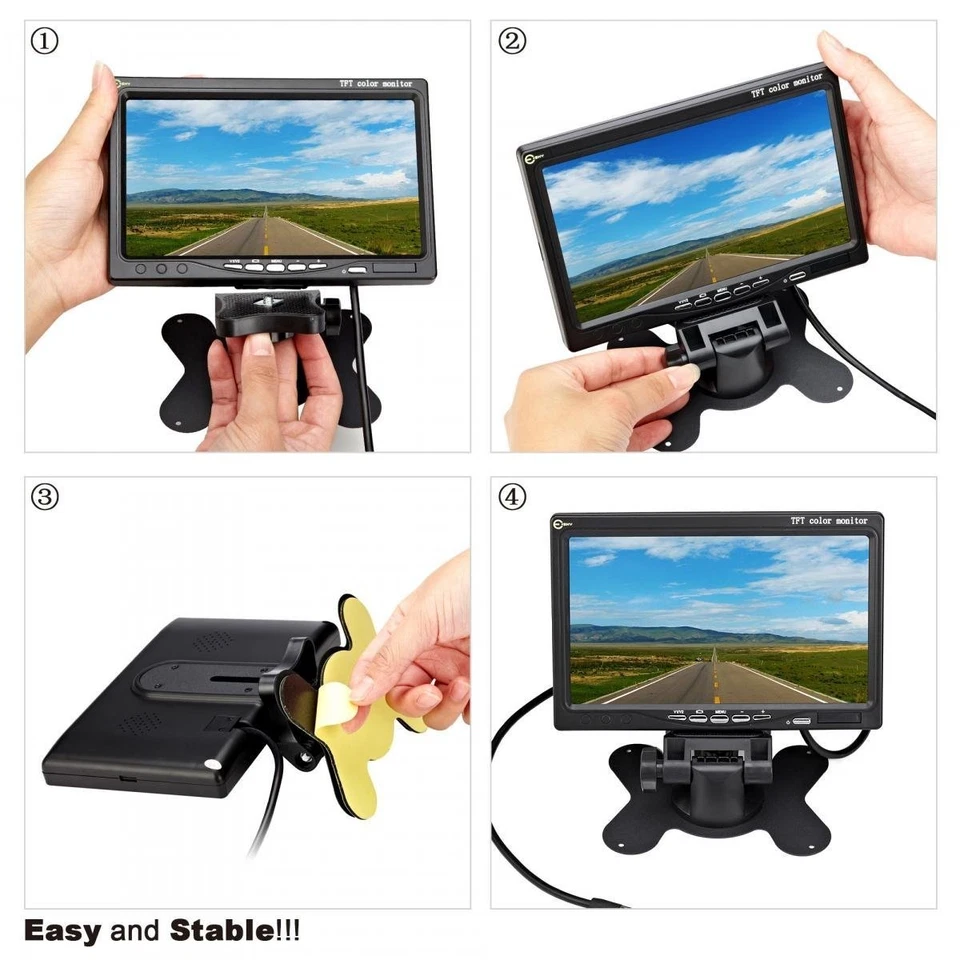12V-24V HD 7" Display Monitor Truck RV Trailer Reversing Rear View Camera Kit - Image 2 of 4