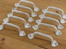 10 Handles Drawer Pulls Cast Iron Cabinet Handle Distressed White Charcuterie