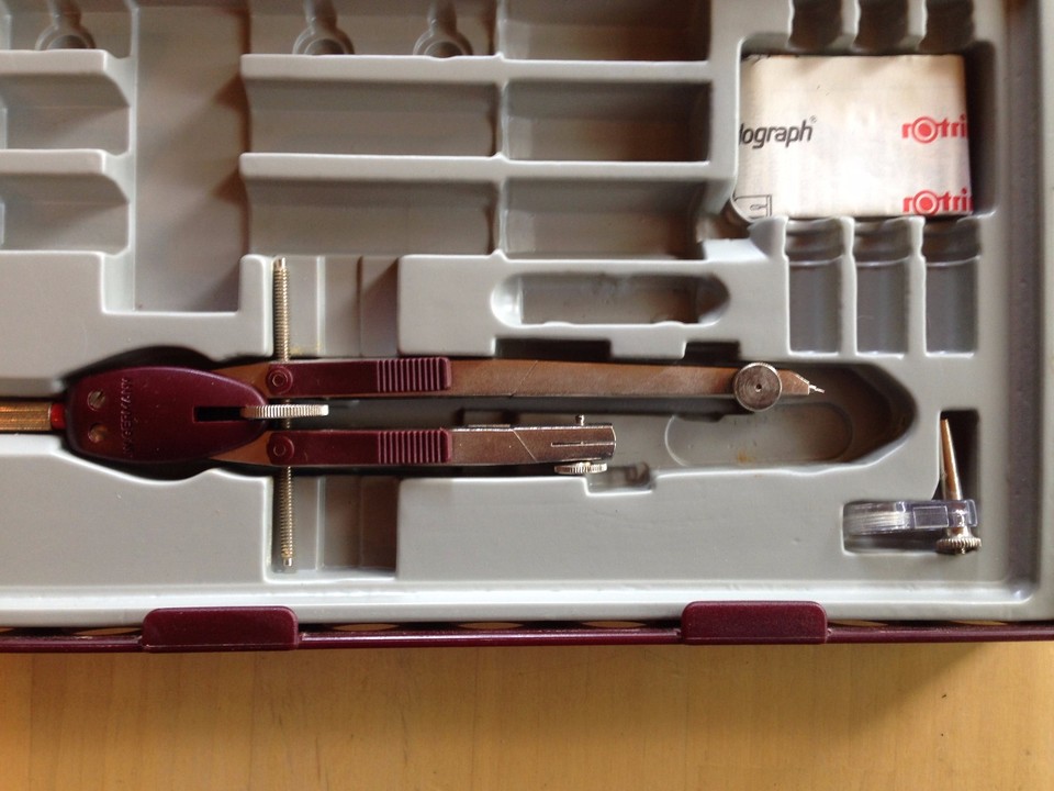 College Rotring Rapidograph 3 Pen Drawing Set, .30 .35 .50, Compass ...