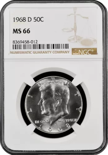 1968-D  KENNEDY  US Half Dollar,   MS66 by NGC,   an EXQUISITE looking coin!!!!