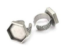 Hexagon Ring, Branch Ring Blank Setting, Cabochon Mounting Adjustable Resin Base