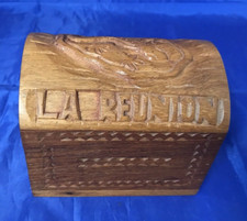 Caja baratija de madera tallada a mano ornamentada La Reunion con cerradura secreta ENVÍO GRATUITO