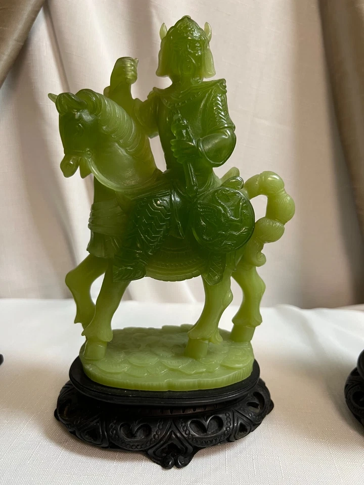 Faux Jade Collection Horse, Warrior, Couple Vintage - Image 4 of 4