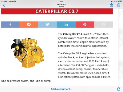 C .7. Caterpillar Engine C0.7 , 3 Cylinder engine, Shipping Available
