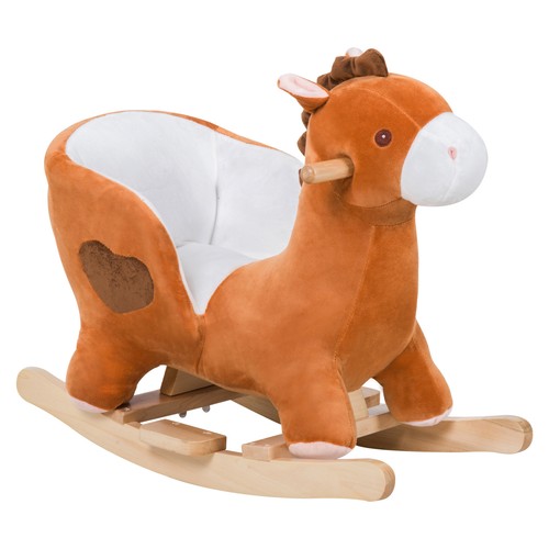 Kids Ride On Rocking Horse, Plush Animal Toy Sturdy Wooden Rocker with Songs for - 第 1/5 張圖片