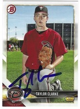 TAYLOR CLARKE SIGNED 2018 BOWMAN PROSPECTS BASEBALL CARD ARIZONA DIAMONDBACKS