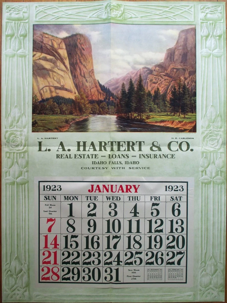 Idaho Falls, ID 1923 Advertising Calendar/GIANT 29x39 Poster: Insurance,  Loans | eBay