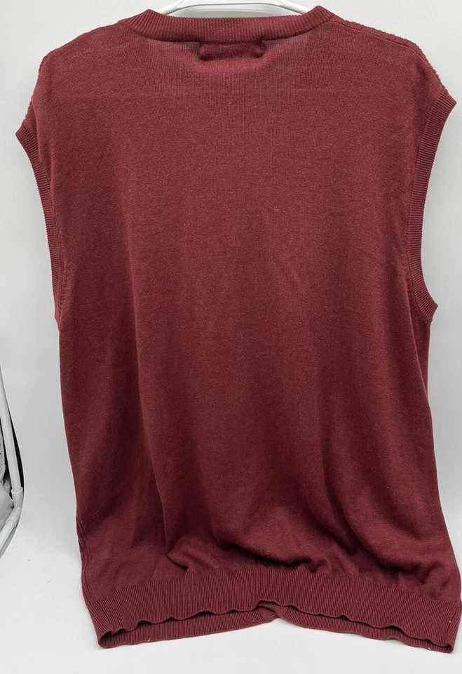 Alan Flusser Mens Sweater Cardigan Vest V-neck button up casual Burgundy  Size L - Image 4 of 4