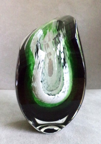 Sliced SOMMERSO VASE Angled Signed "HARVEY '87" Flat Sides 7" Tall - Littleton? - Picture 4 of 13