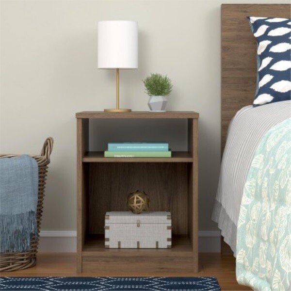 Mainstays Nightstand Features Open Top Shelf And Bottom Cubby Rustic Oak For Sale Online