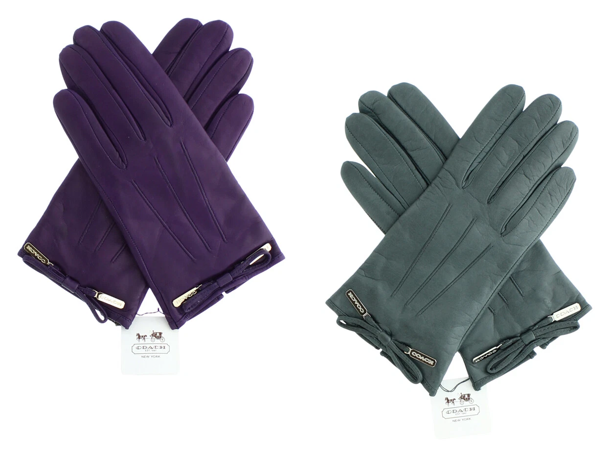 Coach Women's Leather Gloves 83865, Leather Gloves, Bows + Charms, MSRP $128