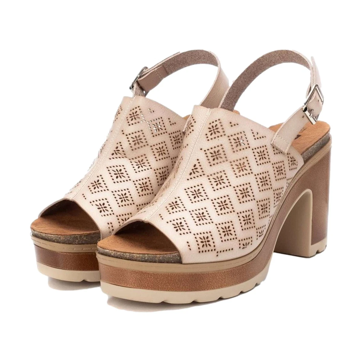 REFRESH 79909 Sandalias Mujer Zuecos Con Tac n Alto Beis eBay