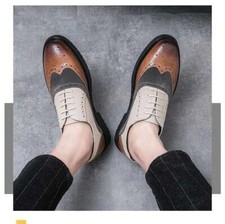 British Men's Color Splicing Lace Up Brogue Casual Formal Work Office Club Shoes