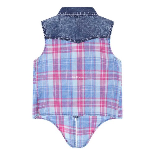 Bienzoe Girls Button Down Blouse Cowgirl Cotton Plaid Sleeveless Crop Tank Tops - Picture 35 of 102