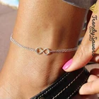 Women Elegant Silver Plated Double Layer Anklet Ankle Bracelet