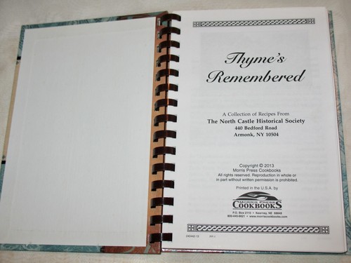 THE NORTH CASTLE HISTORICAL SOCIETY COOKBOOK Thymes Remembered ~ 2013 ~ RARE! - Picture 2 of 9