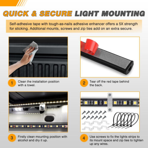 3X 60" LED Truck Bed RGB Cargo Light Strip Kit for Car Pickup Trucks Van SUV - Picture 9 of 12