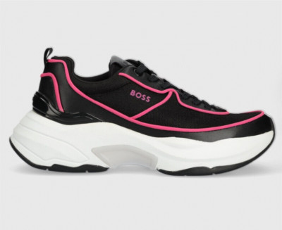 HUGO BOSS Damen Sneaker Schnürschuhe Noa Runn schwarz pink Gr 35 NEU