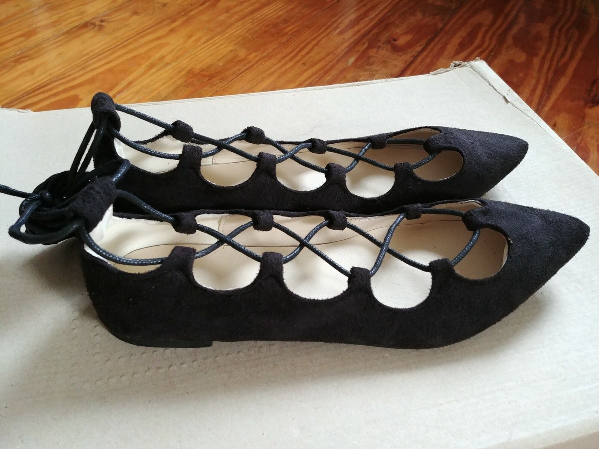 NEW Women's Faux Suede Leather Fashion Flats Lace Up Tie Pointed