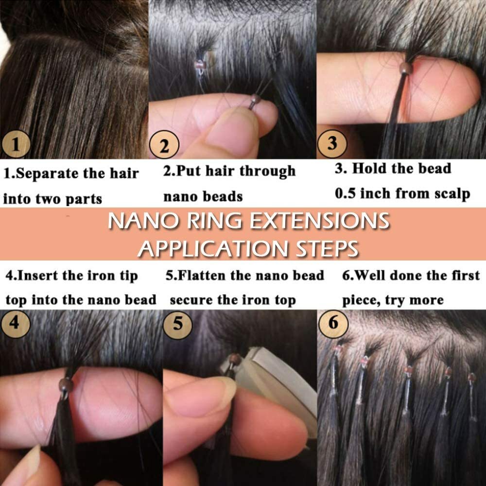 Image 41 - Nano Micro Beads Nano  Ring Tip Remy Human Hair Extensions Platinum Blonde 20inch