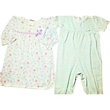 Vintage 1990s Toddler Nightgown Pjs Bubble Romper Girls 2T 24M Floral White