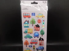 The paper studio stick a bilities Cars & road signs Indescent stickers 19pc
