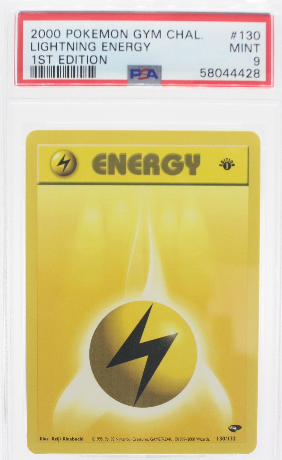 PSA 9 MINT 2000 Pokémon Gym Challenge #130 Lightning Energy 1st Edition !!!