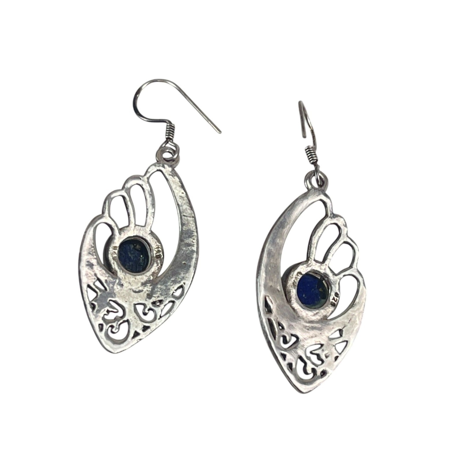 Sterling Silver Lapis Gemstone Dangle Earrings Wi… - image 7